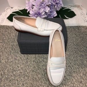 J. Crew Ryan penny loafers white leather shoes Sz6